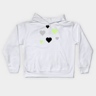 Agender Pride Hearts Pixel Art Kids Hoodie